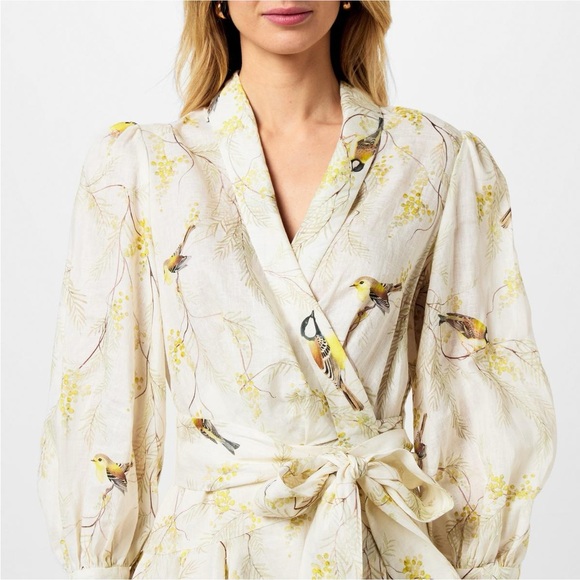 ZIMMERMANN - Printed Wraparound Linen Mini Dress NEW without tag never worn - Picture 1 of 9